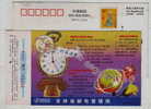Clock,yellow Rose,CN 00 Jilin Posts & Telecommunications Administration Saving Money On Long Distance Telephone PSC - Horlogerie