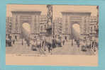 CARTE STEREO  -  PARIS - La Porte Saint-Denis -  BELLE   CARTE  ANIMEE     - - Cartes Stéréoscopiques