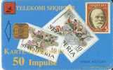 TARJETA DE ALBANIA CON UNOS SELLOS   (STAMP-SELLO) - Sellos & Monedas