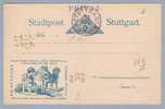 Privatpost Stuttgart 1893-11-13 Ganzsache Mit Suchard-Werbung - Private & Lokale Post