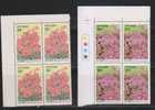 India 1985 MNH, Block Of 4, Set Of 2, Bougainvillea,  Flowers Plants - Hojas Bloque