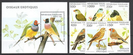 Togo 1996 MiNr. 2473 - 2479 (Block 400) Birds Finches Vögel 6v+1bl MNH**  17,00 € - Sparrows