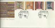 AUSTRALIA FDC ART OF THE DESERT ABORIGINAL SET OF 4 STAMPS DATED 01-08-1988 CTO SG? READ DESCRIPTION !! - Cartas & Documentos