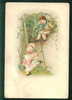 31053 Greeting LITTLE GIRL BOY Step-ladder Litho 1900s Pc Series - # 4303 - Ante 1900