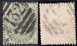 GB QV 1883 - 84 4d Dull Green Used Stamp SG 192 CV £210 ( B & K ) ( A97 ) - Used Stamps