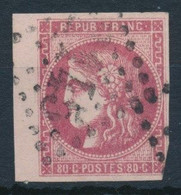 France-Emission De Bordeaux YT 49 Oblitéré 80c Rose. Filet Droit Touché, Bord De Feuille à Gauche. - 1870 Bordeaux Printing