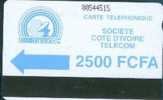 # IVORY_COAST 4 FCFA CI - Telcom 2500 Autelca   Tres Bon Etat - Ivoorkust