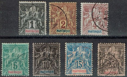 Martinique - 1892 - Y&T N° 31 à 36 + 38, Oblitérés. N° 33 Coupure Dans Le Haut (non Compté) - Other & Unclassified