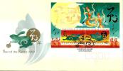 CHRISTMAS ISLAND FDC CHINESE ZODIAC YEAR OF RABBIT SET OF 2 STAMPS ON M/S  DATED 14-01-1999  CTO SG? READ DESCRIPTION !! - Christmas Island