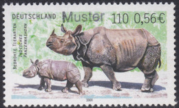 Specimen, Germany Sc2125 Endangered Animal, Indian Rhinoceros - Rhinoceros