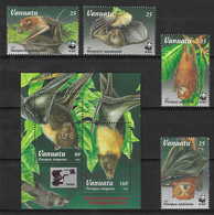 Vanuatu 1996 MiNr. 1004 - 1009 (Block 26) WWF Mammals Bats Insular Flying Fox  4v + S\sh MNH** 9.60 € - Vanuatu (1980-...)
