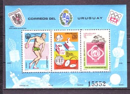 Uruguay 1976 MiNr. 1409 - 1411 (Block 30) Sport Olympic Games Space Stamps On Stamps UIT UPU 1 S\sh MNH** 55,00 € - Hiver 1976: Innsbruck