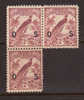 New Guinea 1932-34 Official 2sh Red Brwn, Mint No Hinge, Block Of 3 Sc # O34 - Papua New Guinea