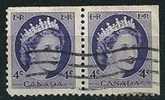 Kanada  1954  Q E II  4 P (Paar) Zweiseitig Gezähnt   Mi-Nr.293 E,F  Gestempelt / Used - Usati