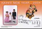 Japan 2004 New Year Of Monkey Prepaid Postcard - 002 (Monkey With Kimono, Children) - Año Nuevo Chino