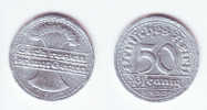 Germany 50 Pfennig 1922 J - 50 Renten- & 50 Reichspfennig