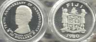 FIJI $10 10TH ANN OF IND. CHARLES FRONT QEII HEAD BACK 1980 AG SILVER PROOF KM47(?) READ DESCRIPTION CAREFULLY !!! - Fidschi