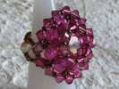 Superbe Bague Artisanale Fuchsia Véritable Cristal Swarovski T.54/55 - Ringe