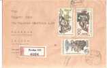 53806)lettera Racc. Aerea Cecoslovacca Con 3 Valori + Annullo - Covers & Documents