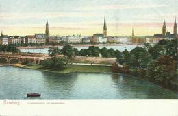 AK Hamburg Lombardsbrücke & Stadtsilhouette Farblitho ~1900 #18 - Mitte