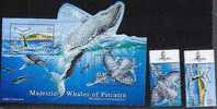 Pitcairn - Whales, Set With 2 Stamps + S/S, MNH - Baleines