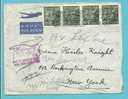 768 Op Brief Met Stempel BRUXELLES Naar NEW YORK (U.S.A.) Met Stempel RETURNED TO SENDER  (VK) - 1948 Exportation