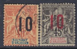 Anjouan N° 26 / 27 O   Type Groupe Surchargé : Les 2 Valeurs Oblitérations Légères Sinon  TB - Used Stamps