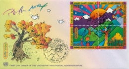 United Nations Switzerland 1997 FDC  Block 4 Summit Earth  Peter Max - FDC