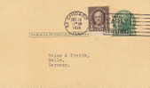 USA - 1937 - Postal Card - Jefferson 1 C. Die I + Nathan Hale 1/2 C. - Chicago To Germany 16-12-36 - 1921-40