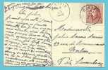 168 Op Kaart Met Cirkelstempel OUGREE Met Als Aankomst BERTRIX - 1919-1920  Re Con Casco