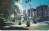 El Paso TX Texas, San Jacinto Plaza, Animated Street Scene C1950s Vintage Postcard, Autos, Stores Signs - El Paso