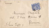 3174# 2 1/2 D EDWARD VII Advent Anniversary On Cover EASTFINCHLEY 1908 => ROUEN SEINE MARITIME FRANCE - Cartas & Documentos