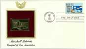 UNUSUAL STAMPS FDC FIRST DAY COVER - MARSHALL - YEAR 1990 - 1 USA GOLDEN REPLICAS OF UNITED STATE OF AMERICA GOLD STAMPS - Otros & Sin Clasificación