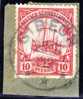 Deutsche Post In Südwestafrika GIBEON 1912-11-25 Mi#13 Voll-Stempel Auf Briefstück - Deutsch-Südwestafrika