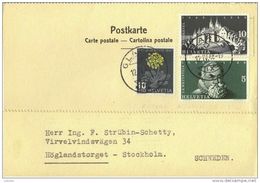 PK  Glarus - Stockholm  (Mischfrankatur)      1948 - Briefe U. Dokumente