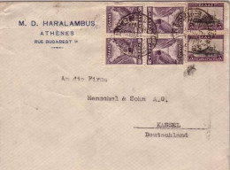 GRECE - 1933 - YVERT N°357x2 +353x4 Sur LETTRE De ATHENES Pour KASSEL - Brieven En Documenten
