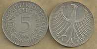 GERMANY WEST 5 MARK INSCRIPTIONS  FRONT EAGLE EMBLEM BACK 1951 J  AG SILVER  VF READ DESCRIPTION CAREFULLY !!! - 5 Marcos