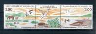 - FRANCE SAINT-PIERRE-ET-MIQUELON 1986/89 . BANDE DE 2 TIMBRES DE 1987 AVEC VIGNETTE . NEUFS SANS CHARNIERE - Unused Stamps