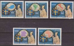 Vaticano 1989 Scott 845/9 Sellos ** Viajes Papales Austria, Uruguay, Bolivia, Peru, Paraguay, Italia, Francia Y Zimbabwe - Unused Stamps