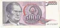 BILLETE DE YUGOSLAVIA DE 5000 DINARA (BANK NOTE) - Jugoslawien