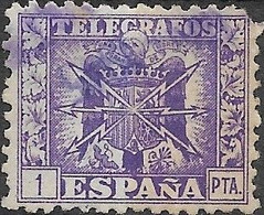 SPAIN 1945 Telegraph - 1p Mauve FU - Télégraphe