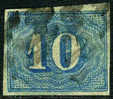 Brazil #37 Used 10r Blue Numeral From 1854 - Used Stamps