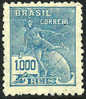 Brazil #340 Mint Hinged 1000r Turquoise Blue 'Mercury' From 1931 - Nuovi