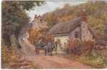 U.K. - ENGLAND - DEVON - Nr. LYNTON - A DEVONSHIRE LANE - COTTAGE - DONKEY CART - CHILDREN - 1922 - Lynmouth & Lynton