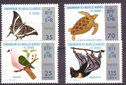 New Hebrides 1974 MiNr. 379 - 386  Neue Hebriden Butterflies Birds Bats Turtles FR  4v MNH** 16,00 € - Turtles