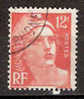 Timbre France Y&T N° 885 (02) Obl.  Mariann De Gandon.  12 F. Orange. Cote 0,30 € - 1945-54 Marianne Of Gandon