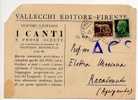 ROMA - RACALMUTO  -  Card / Cartolina  A.C.S.  Pubblicitaria  12.8.1944 - Imperiale  Lire 5 + 25 Cent. - Marcophilia