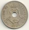 Belgium Belgique Belgie Belgio 25 Cents FR  KM#62 1908 - 25 Cent