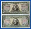 PAIRE BILLETS MONNAIE DONT 1 NEUF CHILI AMERIQUE DU SUD 50 ESCUDOS 2 SIGNATURES N°1025926 F13 Et 2206379 F10 ALESSANDRI - Cile