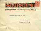 Paix N°283 Sur Lettre "Cricket" Des Ets Cornu-Saunier à Paris , Pour Chalon-sur-Saône - 1932-39 Peace